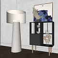 Modern Minimalist Black Entryway Console Cabinet With Storage Shelves Books And Decorative Sculptures