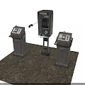 Vintage Public Phone Booth With Retro Control Consoles And Classic Design Elements