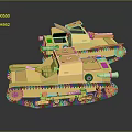 Two Yellow Tank Models With Open Hatches And Tracks On Dark Background 3d model