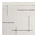 Modern Minimalist Square Rug With Geometric Black Lines On White Background And Fringe Edges
