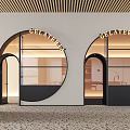 Modern Arched Glass Doorways With Black Frames For Gelateria Store