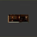 Vintage Pub Interior With Wooden Bar Counter Wine Racks And Wall Lamps