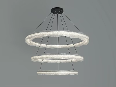 Modern White Chandelier with Multiple Circular Layers and Textured Surface Hanging Design 3d model