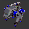 Futuristic Mechanical Animal 3D Model with Silver Blue Exterior and Red Eyes