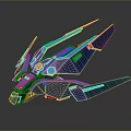 Futuristic Blue Sci Fi Spaceship Design With Sharp Wings And Glowing Details 3d model