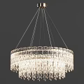 Elegant Crystal Chandelier Round Design With Hanging Crystal Strands And Modern Luxury Style
