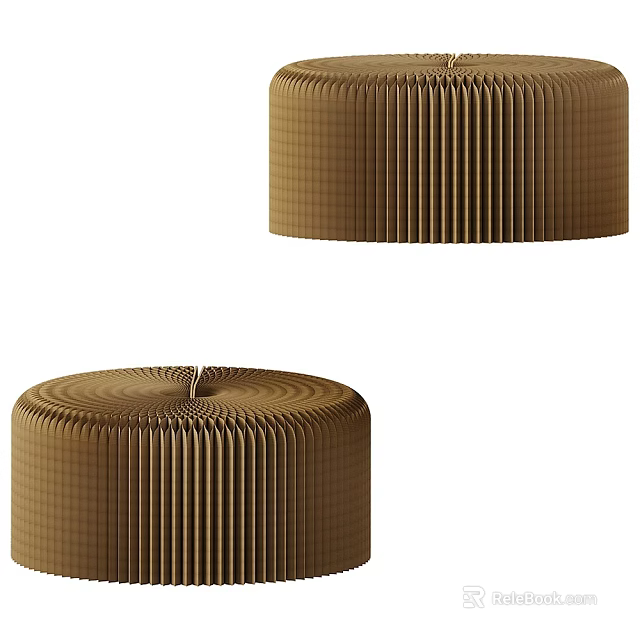 Modern Inflatable Brown Round Stools With Pleated Design And Textured Surface 3d model