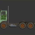 Vintage Blue and Orange Truck With Retro Cab Design And Orange Wheels
