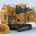 Yellow Large Scale Crawler Type Functional Vehicle with Front Bucket and Operator Cabin for Construction 3d model