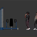 Two People Exercising Together In A Gym With Fitness Equipment