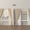 Beige And White Curtains With Valance For Indoor Home Windows Drapes