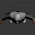 Man With White Hair Wearing Black And Gray Jacket Gray Pants Red Stripes White Shoes