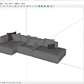 Modern Gray Modular Sectional Sofa Set with Plush Cushions and Deep Brown Accent Pillows 3d model
