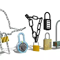 Iron chain password lock 3d model
