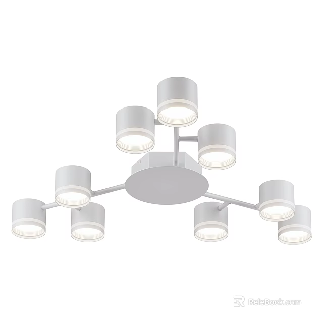 Modern White Ceiling Light with Multiple Cylindrical Lamps and Soft Illumination 3d model
