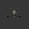 Futuristic Mechanical Device Enclosing Cute White Creature With Green Accents In Space