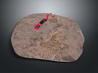 Rustic Stone Wood Decorative Item With Red Strap And Natural Surface Texture 3d model