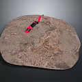 Rustic Stone Wood Decorative Item With Red Strap And Natural Surface Texture 3d model