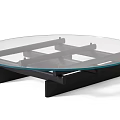 Modern Glass Top Coffee Table With Black Frame And Cross Design Structure 3d model