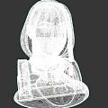 Game Movie Character With Black Short Hair Facial Mark Blue Shiny Armor And Metallic Shoulder