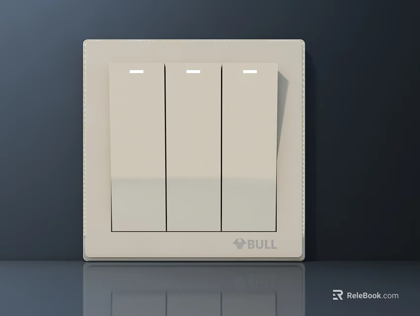 BULL Brand White Switch Panel With Three Switches Modern Home Design 3d model 