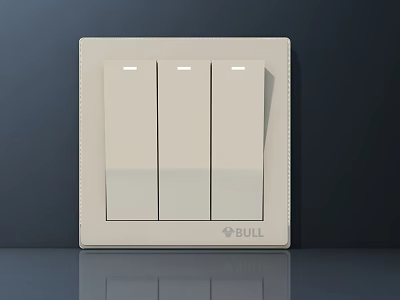 BULL Brand White Switch Panel With Three Switches Modern Home Design 3d model