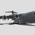 US Air Force Gray Military Transport Aircraft Side View