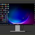 Modern Computer Monitor With Colorful App Icons And Gradient Screen