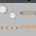 Stylish Modern Pendant Lighting Combinations Featuring Spherical Circular And Linear Fixtures 3d model