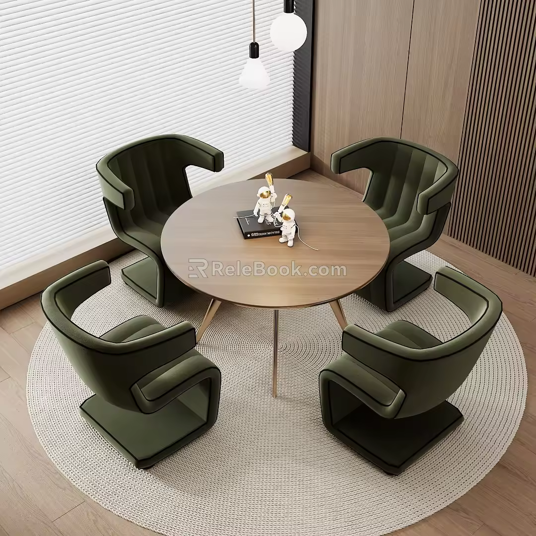 Modern table and chair combination 3d model