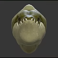 Green Crocodile Head Figure With Sharp Teeth And Red Eyes 3d model