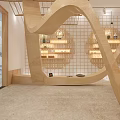 Modern Handicraft Workshop Log Shaped Cafe Handicraft Workshop Shop Curved Surface Shaped Shape Operating Table Curved Handicraft Workshop Indoor 3d model