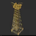 Industrial Equipment Golden Tower Structure With Metal Framework And Top Crane Arm