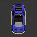 Blue Yellow Convertible Sports Car With Modern Sleek Design And Black Seats