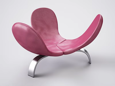 Modern Pink Leather Accent Chair With Elegant Metal Base Design 3d model