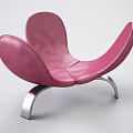 Modern Pink Leather Accent Chair With Elegant Metal Base Design