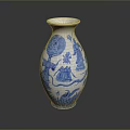 Blue And White Sculpted Ceramic Vase Featuring Intricate Carved Patterns And Artistic Style