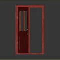 Red Open Wooden Door With Glass Panes For Home Interior Furniture Design