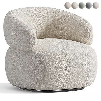 Modern Beige Plush Accent Chair With Rounded Armrests And Cozy Design 3d model