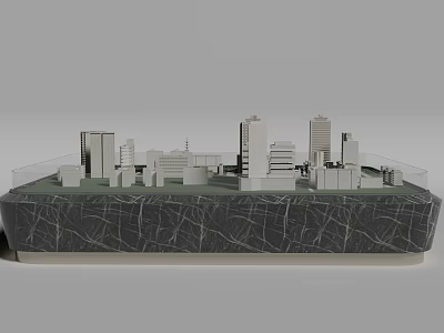 Detailed Scale City Building Model With Various Structures On Marble Base 3d model