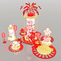 Spring Festival Themed Photo Check In Spot With Red Lanterns Horse Sculpture And Fu Characters