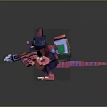 Ferocious Pixel Style Game Monster Character With Sharp Claws Red Eyes And Fangs