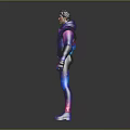 Modern 3D Character In Starry Sky Patterned Hoodie And Leggings With Purple Pink Blue Gradient