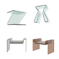 Modern Transparent Stools With Upholstered Seats And Creative Design Shapes 3d model