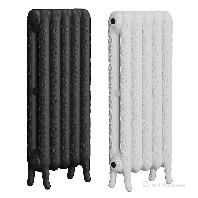 Cast Iron Radiators Black And White Decorative Vintage Design For Home Heating 3d model 