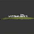 Wood And Stone Circular Structure With Grassland Surrounding Ancient Stone Arrangement 3d model