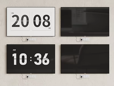 Multiple TVs Showing Time And Indoor Scenes With Different Backgrounds 3d model