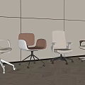 Modern Leisure Chairs With Various Colors And Wheeled Base On Wooden Floor