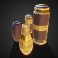 Decorative Ceramic Vessels With Gold Accents Textured Surfaces Lidded Tops And Various Shapes