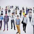 Group of People Outdoor on Wet Ground with Trees Water View Walking Talking Using Phones
